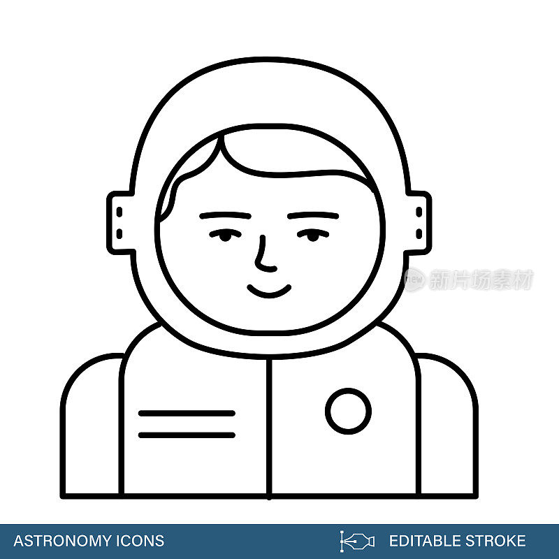宇航员-天文学和太空细线与可编辑的笔画图标