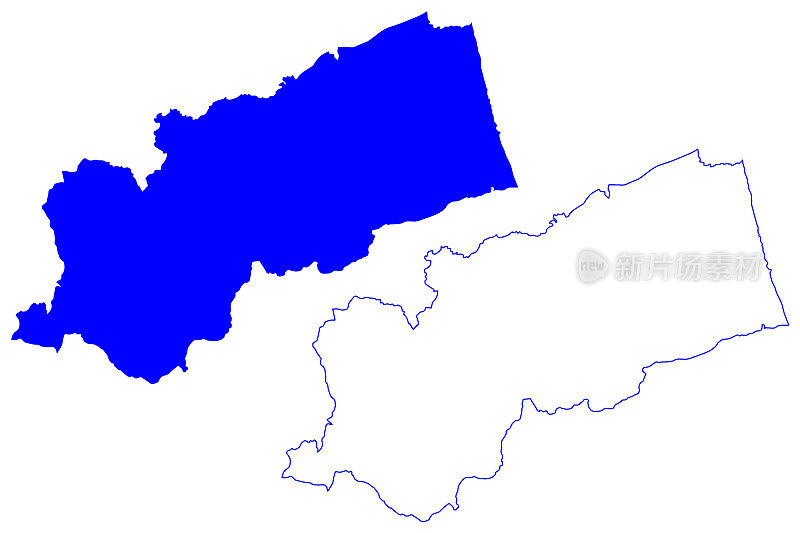 阿斯科利皮切诺省(意大利、意大利共和国、马尔凯或马尔凯地区)地图矢量图，涂画阿斯科利皮切诺省地图