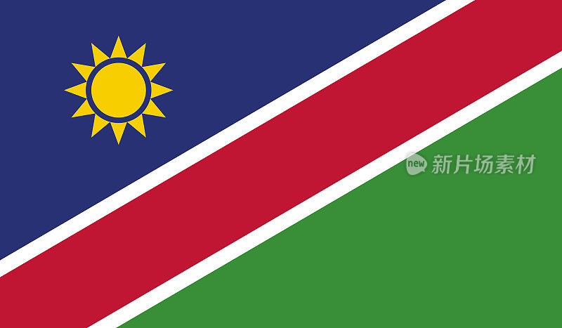 高度详细的国旗纳米比亚-纳米比亚旗高细节-国旗纳米比亚-矢量纳米比亚旗，EPS，矢量