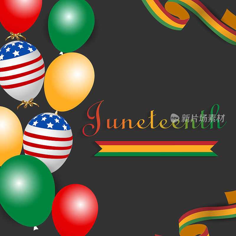 六月节自由的一天。6月19日非洲裔美国人解放日。黑色，红色和绿色。矢量图