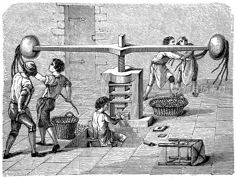 19世纪铸造机的技术图纸
