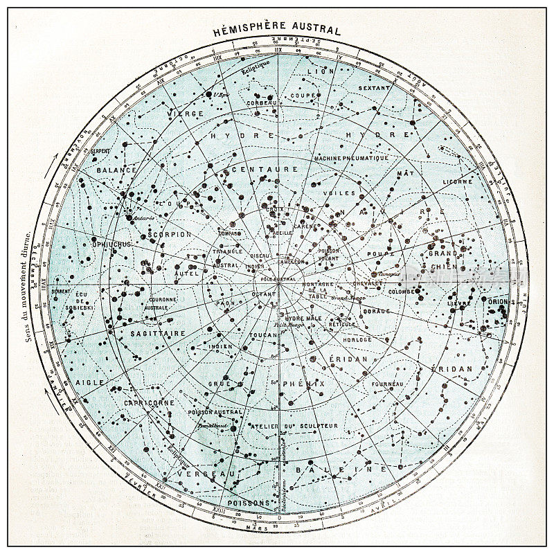 古代法国地图的南半球星图