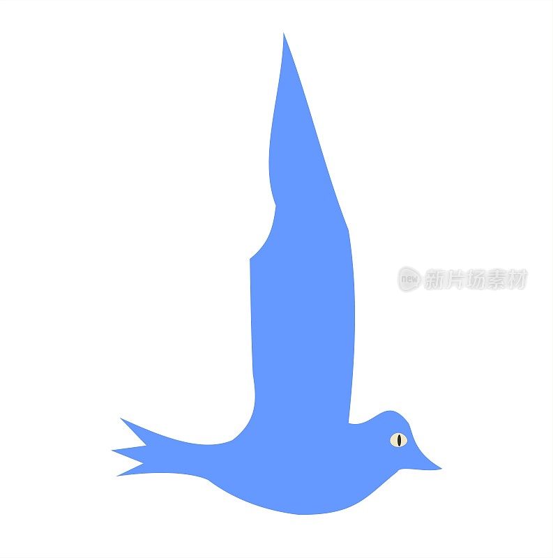 画一只蓝色的鸟的剪影