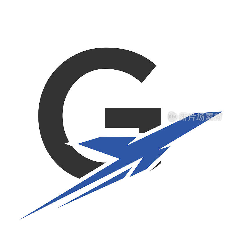 热带旅游标志上的字母G概念。现代G初始旅行标志设计模板