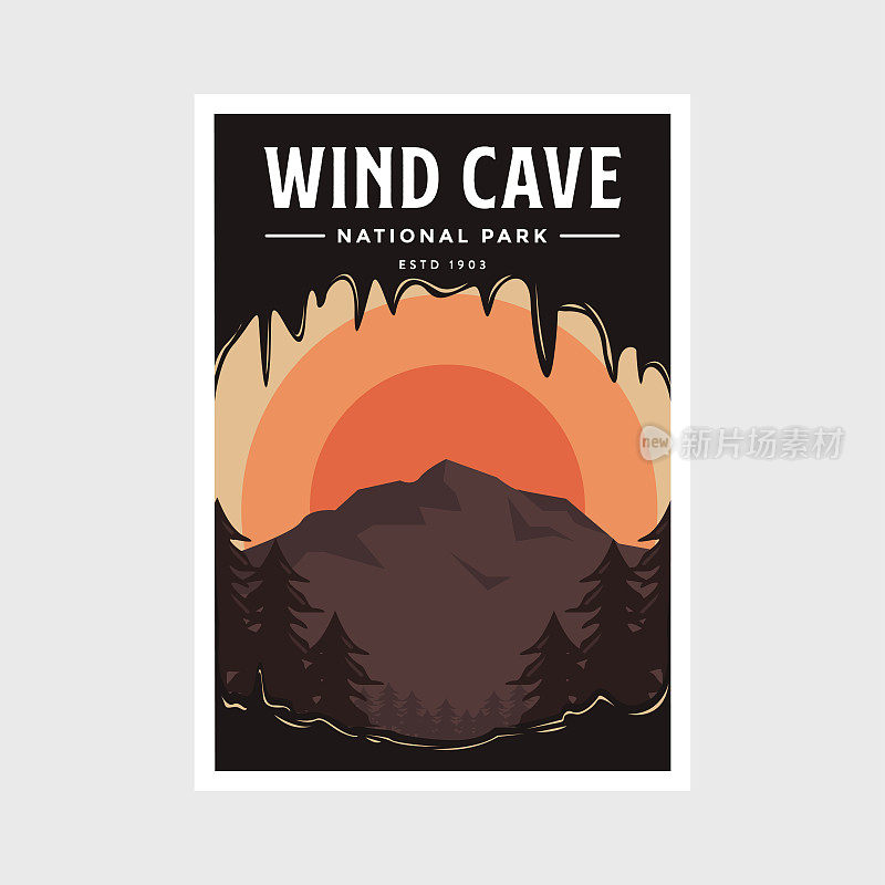 风洞国家公园海报矢量插图设计