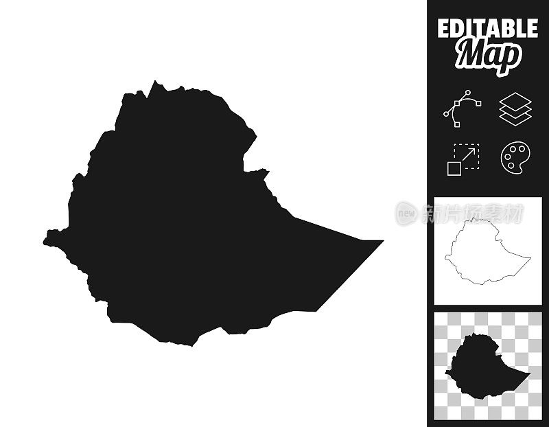 埃塞俄比亚地图设计。轻松地编辑