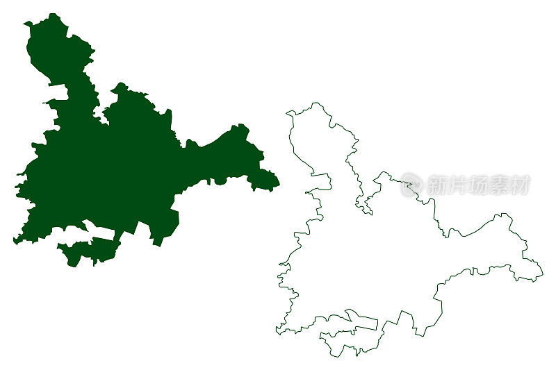 Teloloapan市(自由和主权州格雷罗，墨西哥，墨西哥联合合众国)地图矢量插图，涂写Teloloapan地图