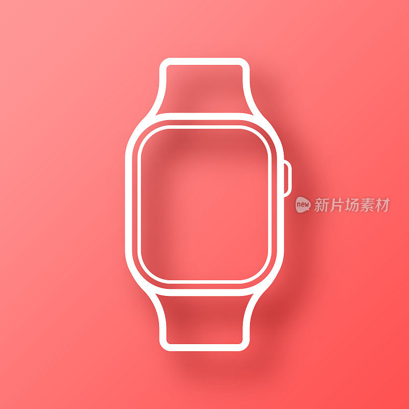 Smartwatch。图标在红色背景与阴影