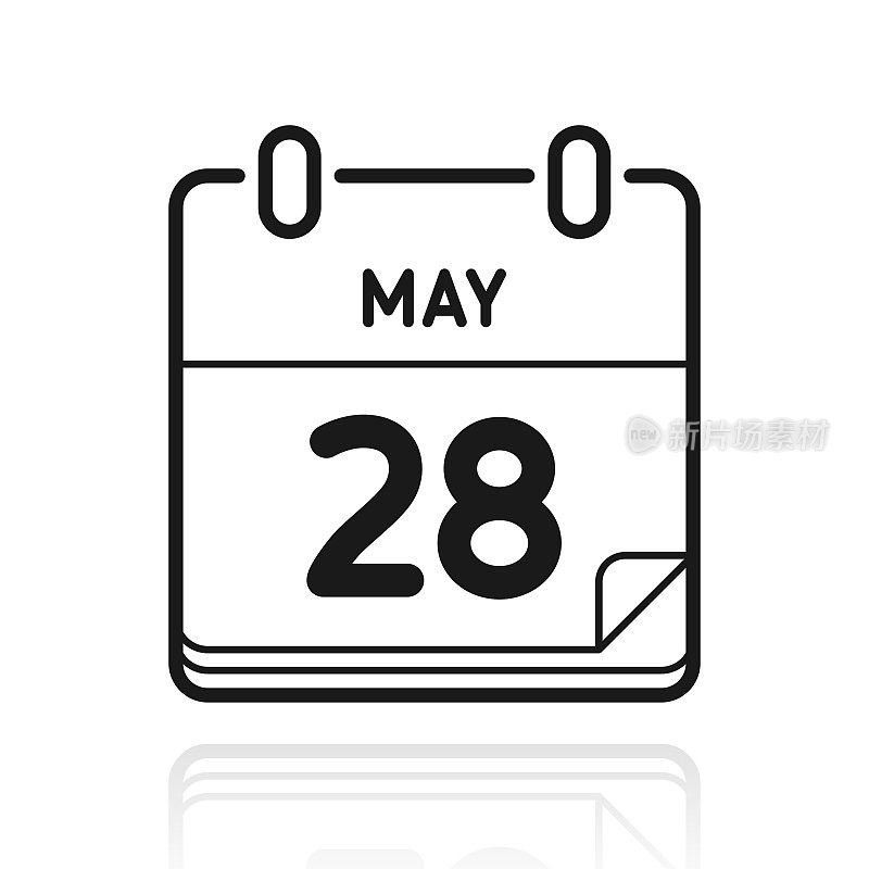 5月28日。白色背景上反射的图标