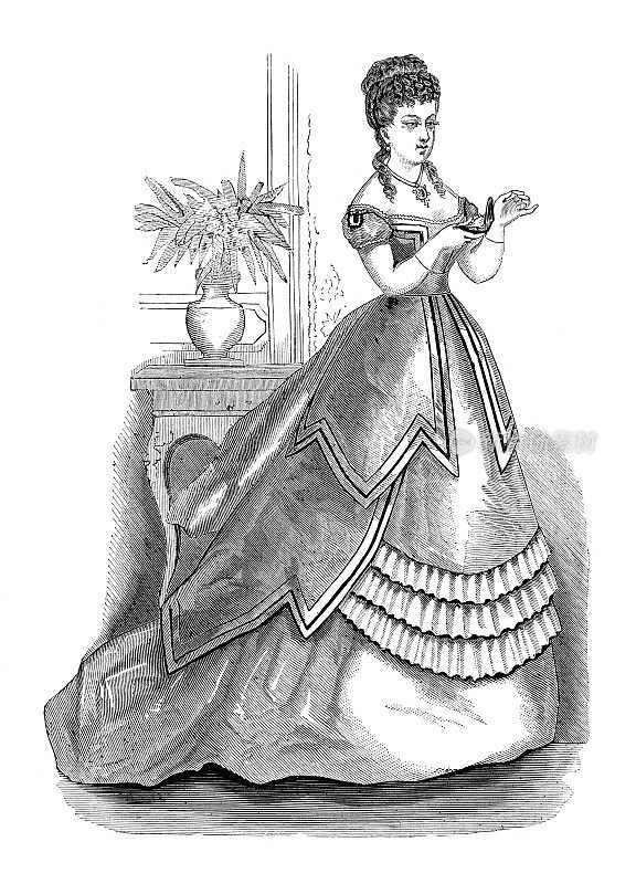 1868年，身穿舞蹈活动特别服装的妇女