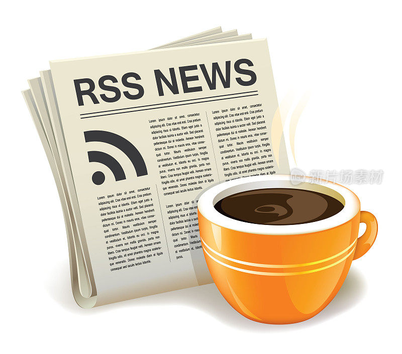 RSS报纸和咖啡图标