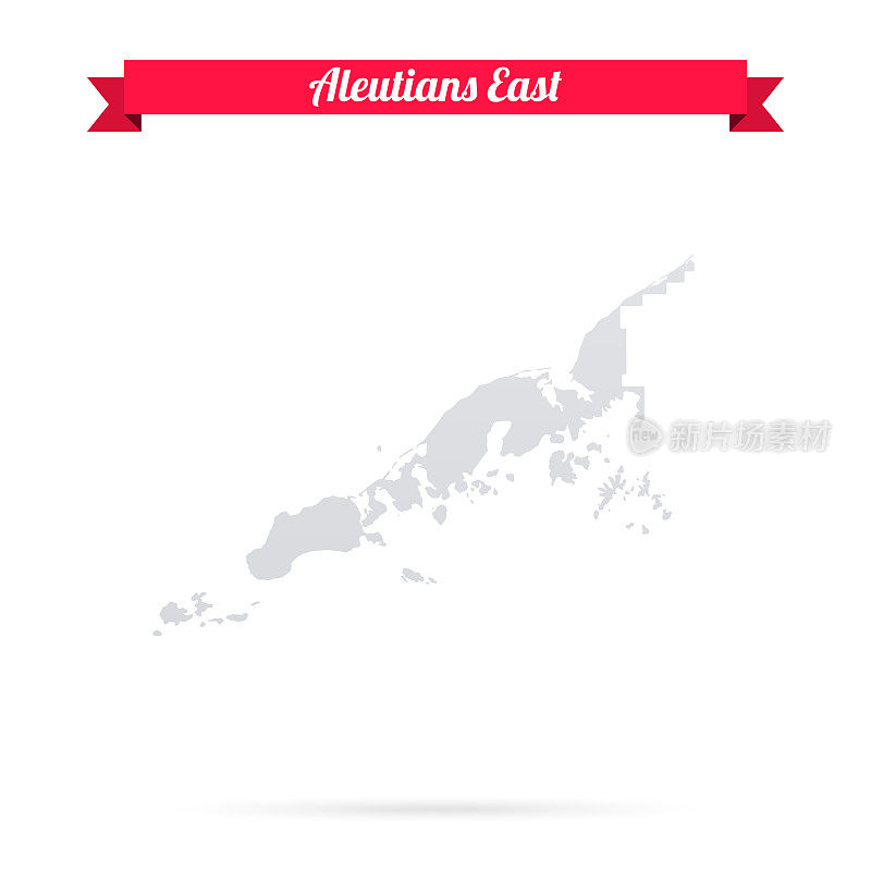 东阿留申群岛，阿拉斯加。白底红旗地图