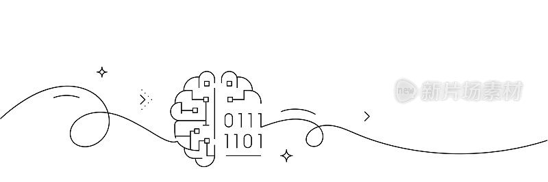 人工智能图标的连续线条绘制。手绘符号矢量插图。