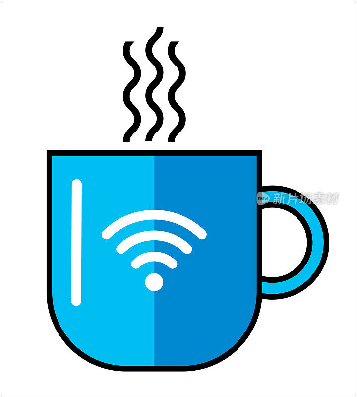 蓝色无线符号咖啡杯