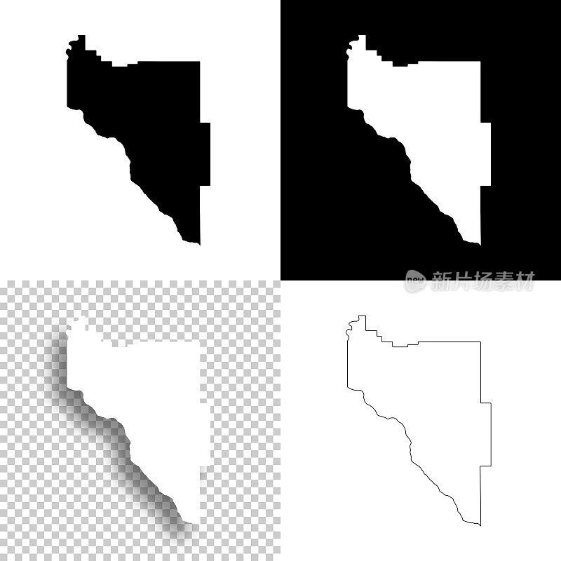 爱达荷州峡谷县。设计地图。空白，白色和黑色背景