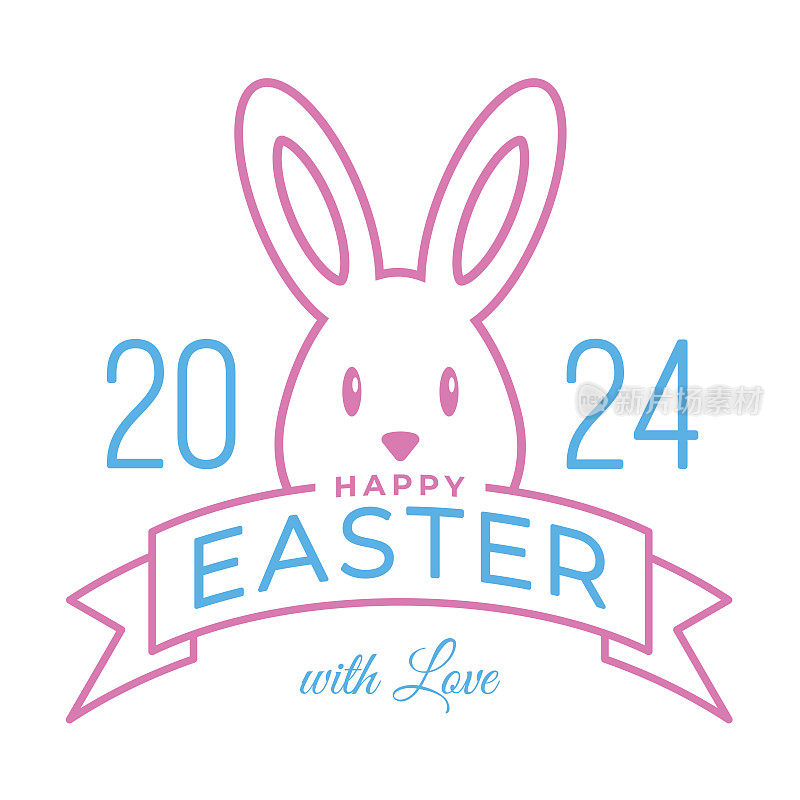 复活节卡片上有兔子和蛋。