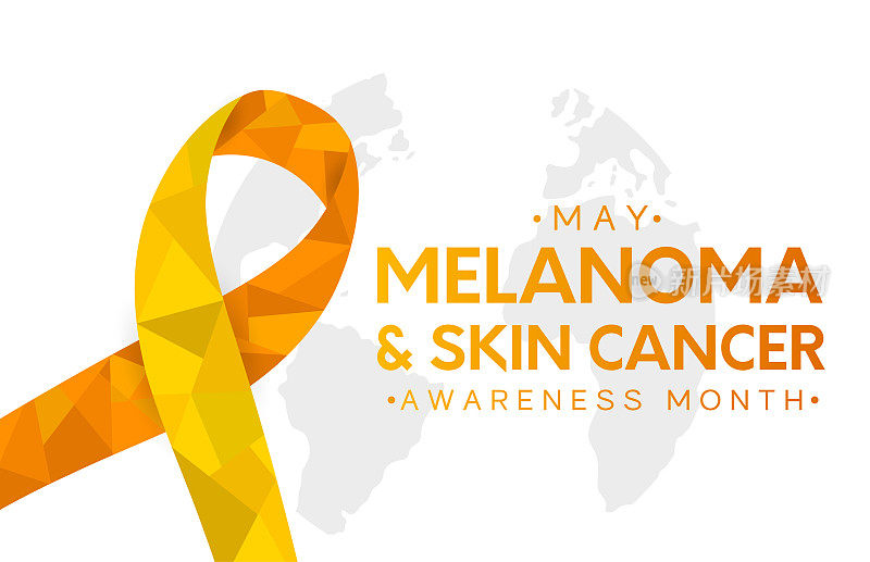 黑色素瘤和皮肤癌宣传月卡片，背景，5月。向量