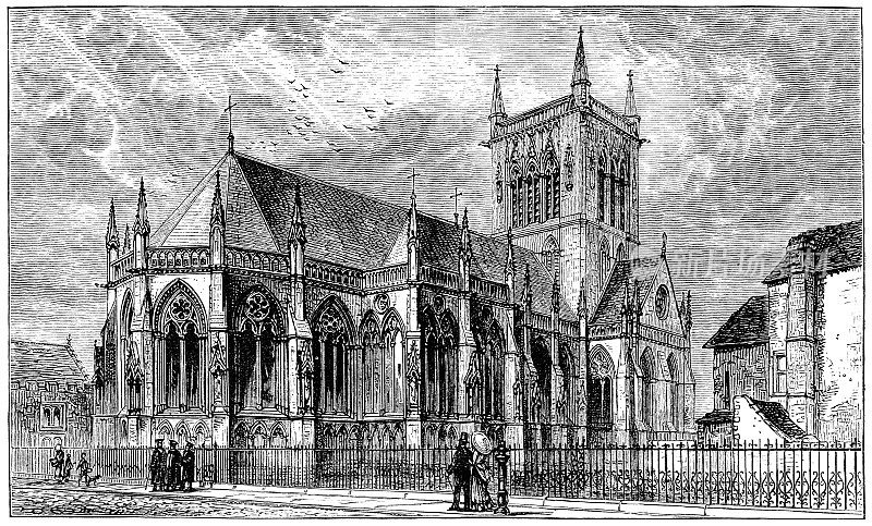 英国剑桥大学圣约翰学院教堂，建于19世纪