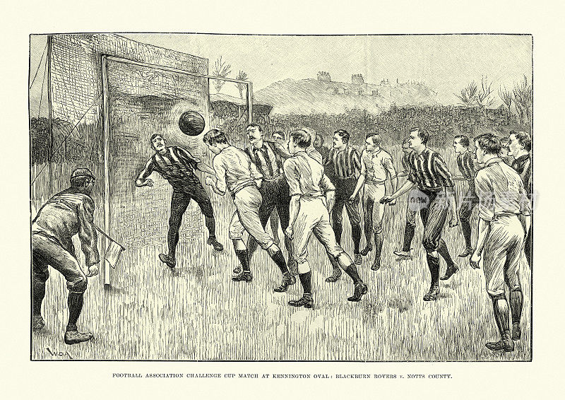 1891年维多利亚时期布莱克本流浪者队和诺茨郡队之间的足球比赛