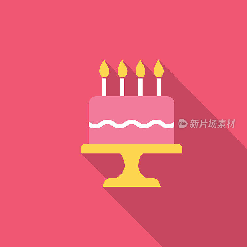 生日蛋糕聚会图标与长侧影