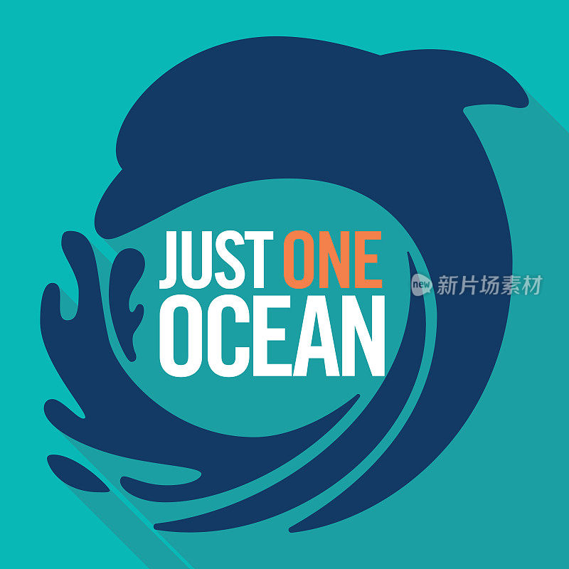 保持我们的海洋清洁塑料。只有一个海洋。停止海洋污染平面图标矢量股票插图
