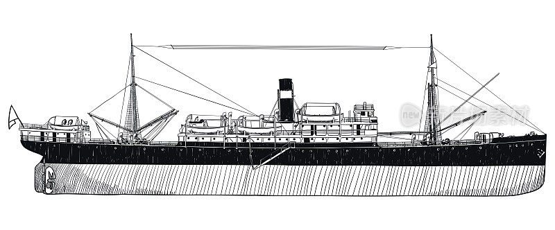 一艘旧船的矢量图