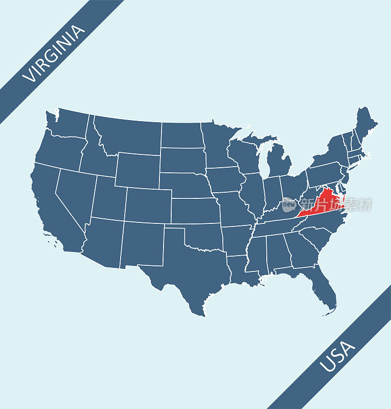 美国地图上的弗吉尼亚州