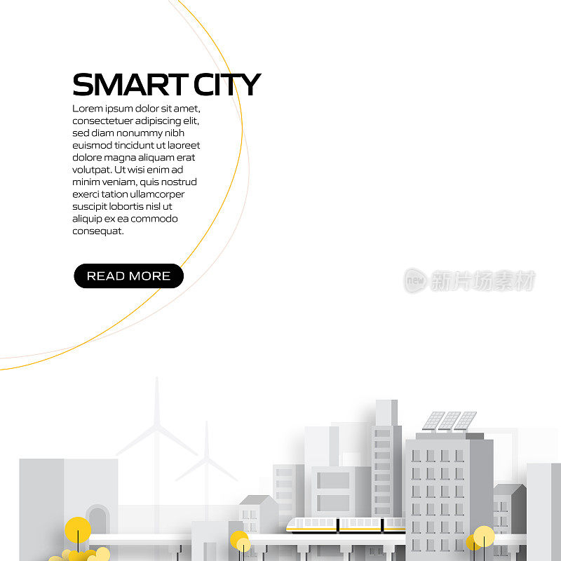 智慧城市概念矢量插图用于网站横幅、广告及营销材料、网络广告、商业演示等。