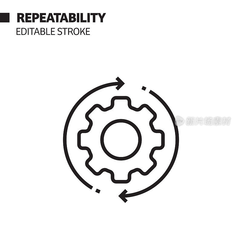重复性线图标，轮廓向量符号插图。