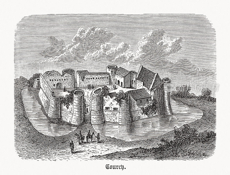 Ch?teau de Courcy，法国卡尔瓦多斯系，木刻，1893年出版