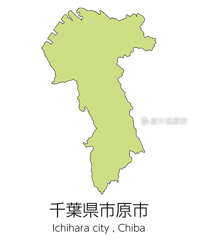 日本千叶县市原市地图。翻译:千叶县市原市。
