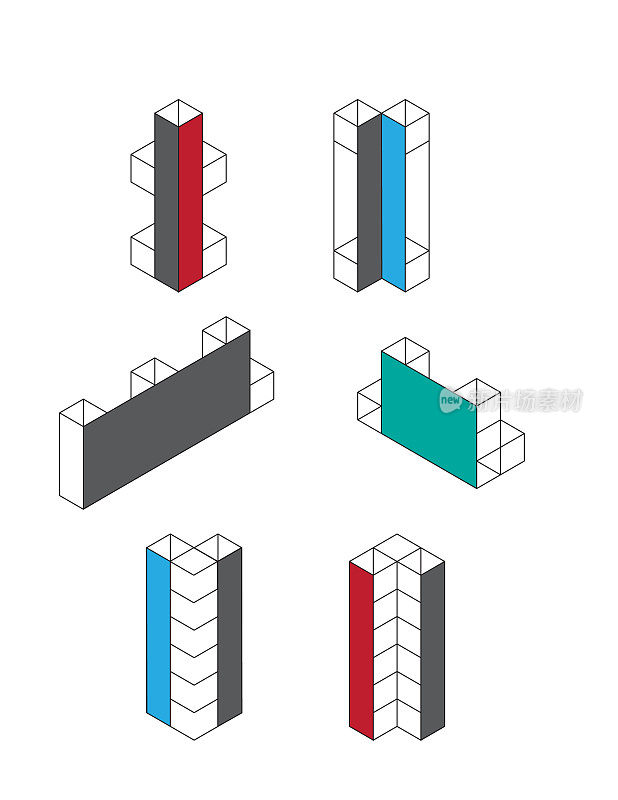 等距城市插图。