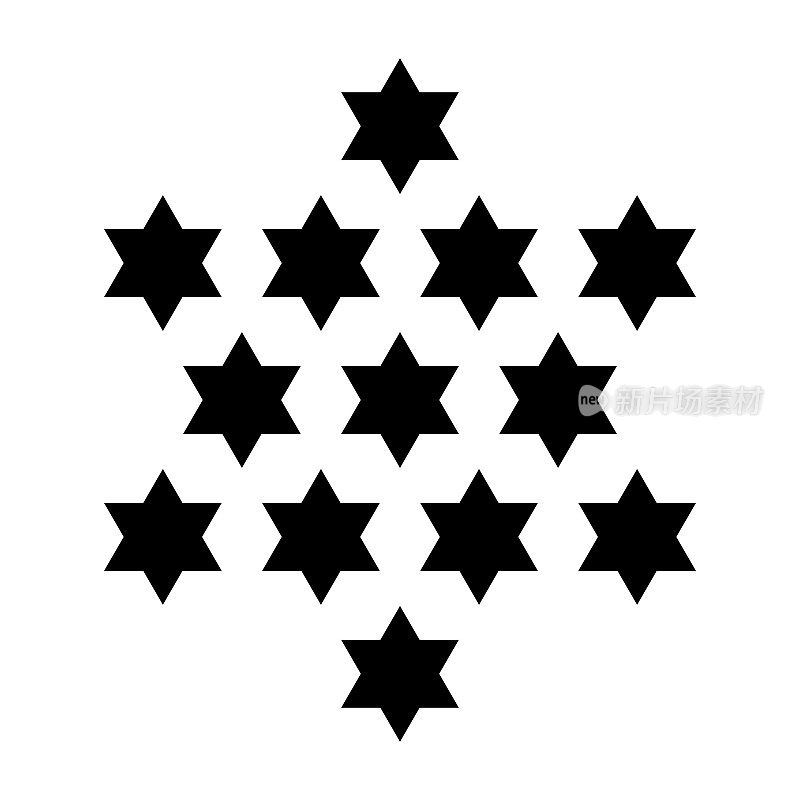 十三星，十三卦构成一个中心，六角星