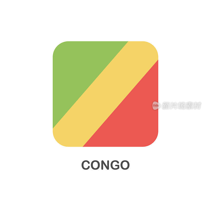 简单的旗帜刚果-矢量方形平面图标
