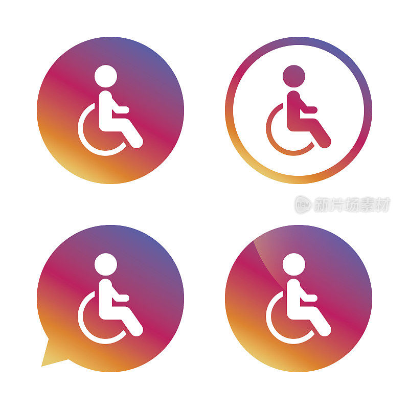 禁用标志图标。轮椅上的人类符号。