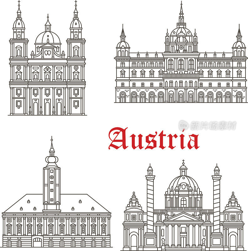 奥地利建筑矢量图标建筑
