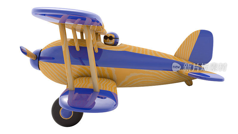 木制玩具飞机。三维渲染