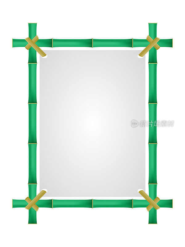 竹相框矢量模板。文本的空白区域。现实的3d插图上的白色背景。