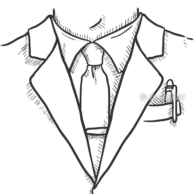 矢量素描插图-商人在西装和领带