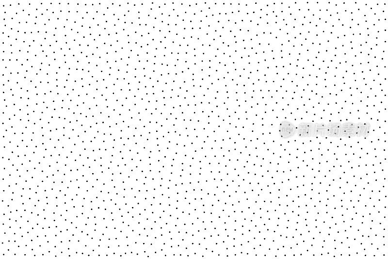 黑色和白色颗粒抽象背景。半色调点画模式，随机点。