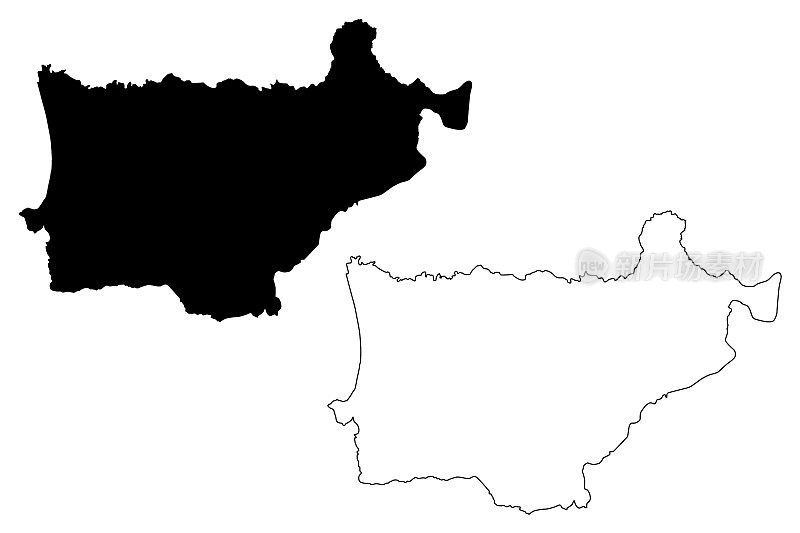 Akkar省(黎巴嫩共和国，黎巴嫩省)地图矢量图，手绘Akkar地图