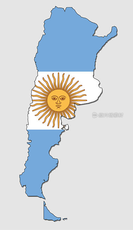 阿根廷地图，满是国旗