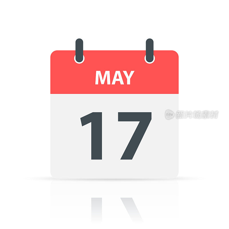 5月17日-白色背景反射的每日日历图标