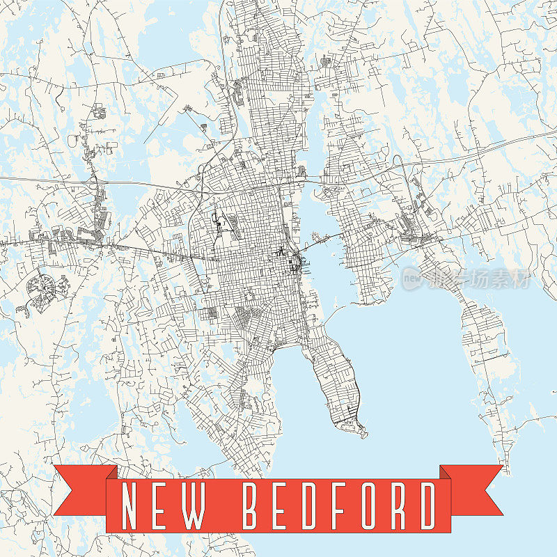 新贝德福德，马萨诸塞州，美国矢量地图