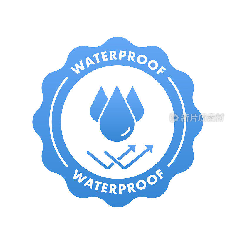 邮票防水图标。防水表面符号概念隔离在白色背景上，防水图标。水保护图标。矢量图