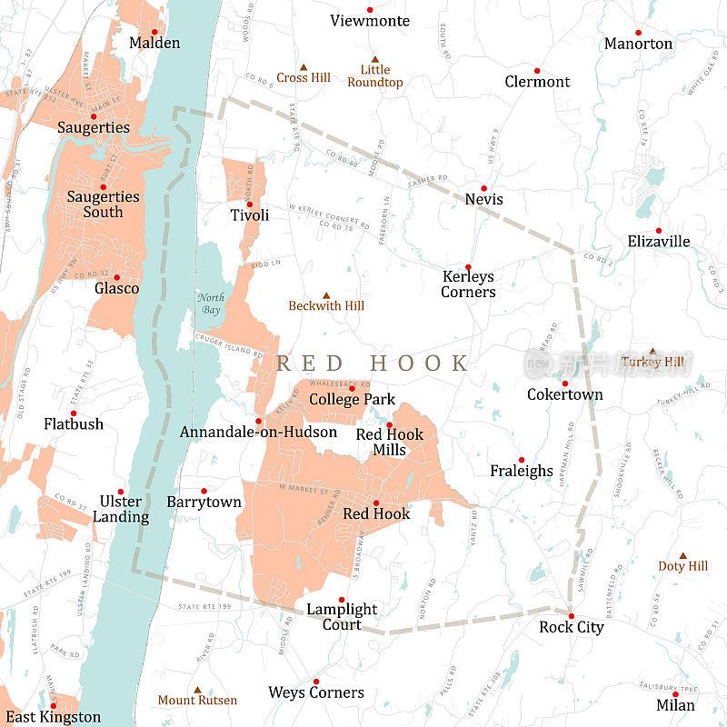 纽约达奇斯红钩矢量地图