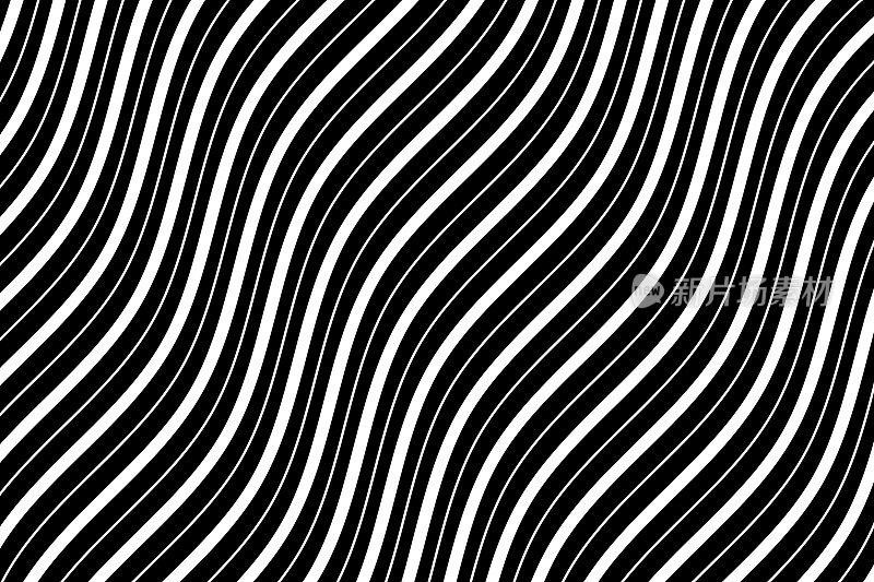 白色海浪线艺术织物图案黑色背景矢量。