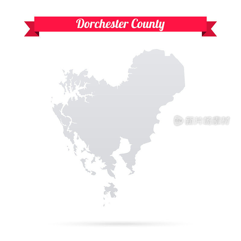 多切斯特县，马里兰州。白底红旗地图