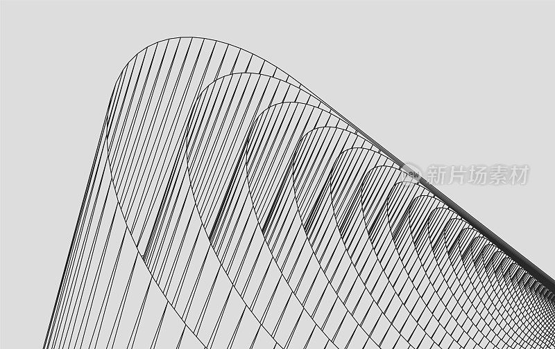 抽象黑白曲线线条结构线模型图案背景