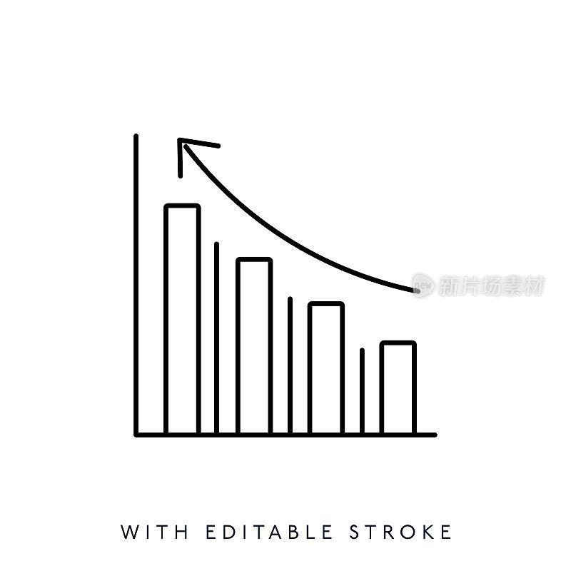 具有可编辑笔触的条形图线条图标